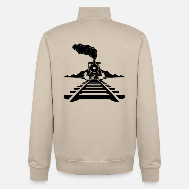 Croquis ferroviaire - Sweat zippé unisexe en coton bio Stanley/Stella - beige crème