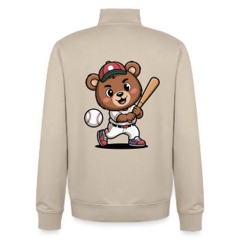 Bear Batter Baseball Hero - Unisex Organic Zip Sweatshirt by Stanley/Stella - desert dust - Back - AI Model Male 185 dark (185cm)