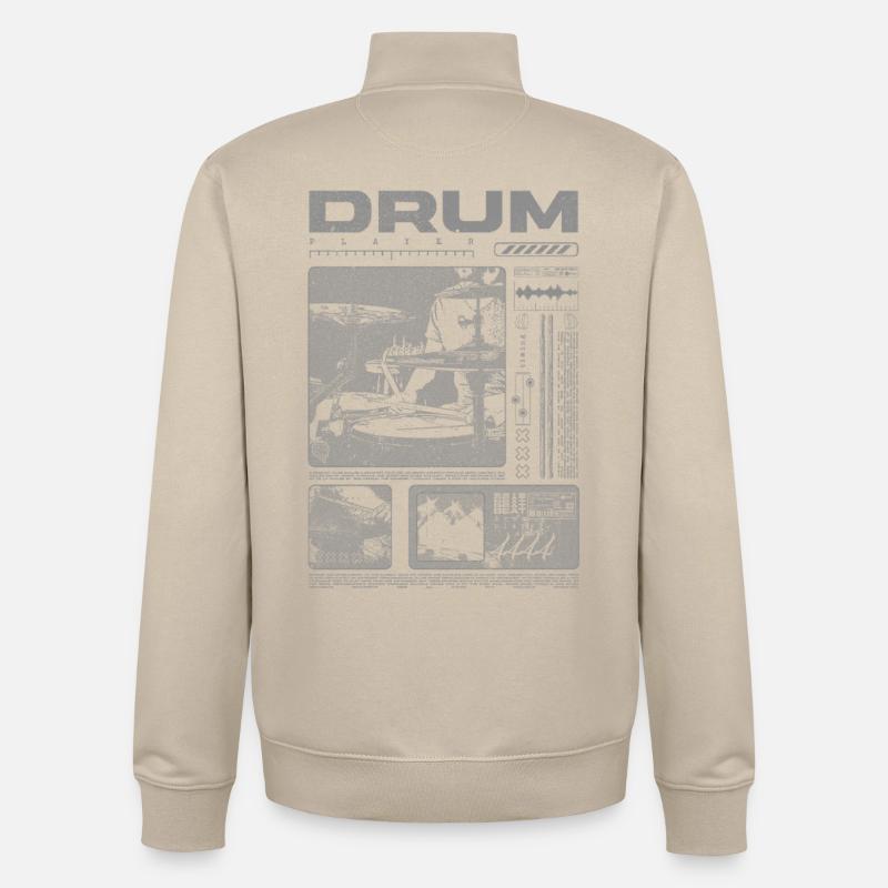 Batteur rock Drumplayer Streetwear - Sweat zippé unisexe en coton bio Stanley/Stella - beige crème