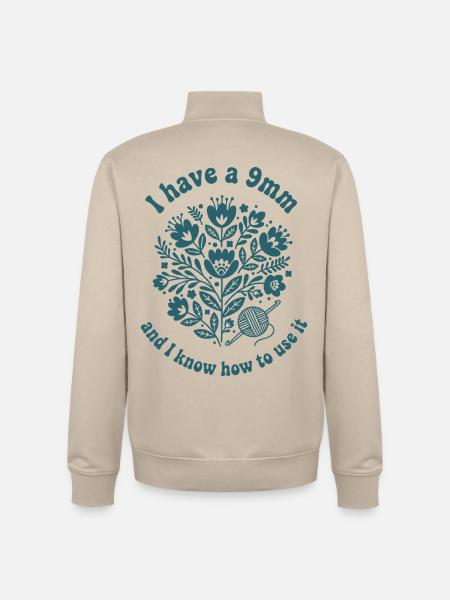 I Have A 9mm And I Know How To Use It Crochet - Unisex Organic Zip Sweatshirt by Stanley/Stella - desert dust