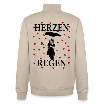 Heart Rain Girl Umbrella Romantic Love Art Design - Unisex Organic Zip Sweatshirt von Stanley/Stella - Cremebeige - Hinten - AI Model Male 185 dark (185cm)