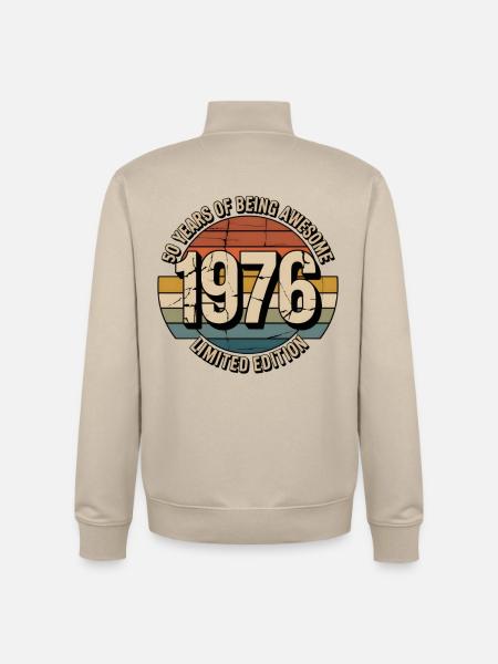 50-års fødselsdags-vintage skjorte – 1976 retro-gave - Stanley/Stella unisex sweatshirt med lynlås i økologisk - cremebeige