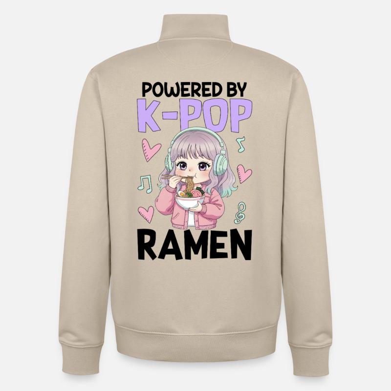Propulsé par des ramen K-Pop - Sweat zippé unisexe en coton bio Stanley/Stella - beige crème