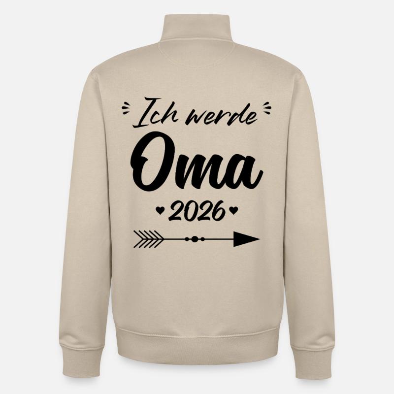Ich Werde Oma 2026  - Unisex Organic Zip Sweatshirt von Stanley/Stella - Cremebeige