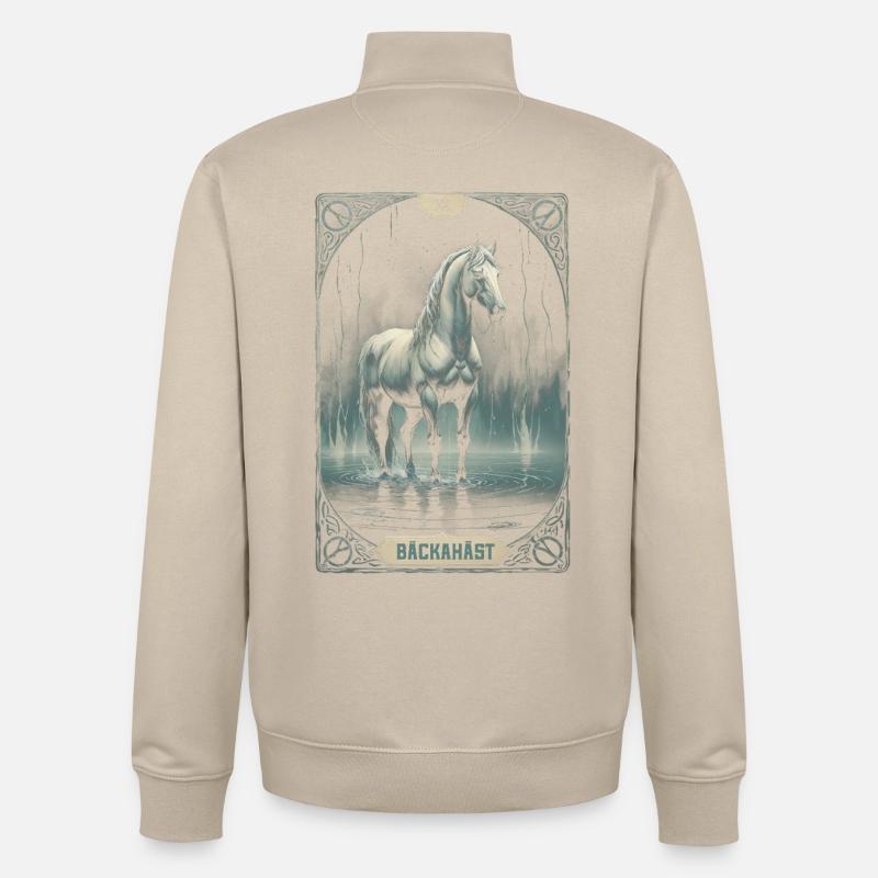 Créatures mythologiques de Bäckahäst - Sweat zippé unisexe en coton bio Stanley/Stella - beige crème