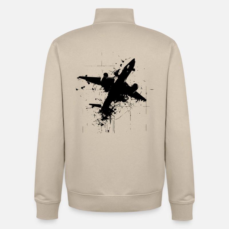 Dessin d’avion - Sweat zippé unisexe en coton bio Stanley/Stella - beige crème