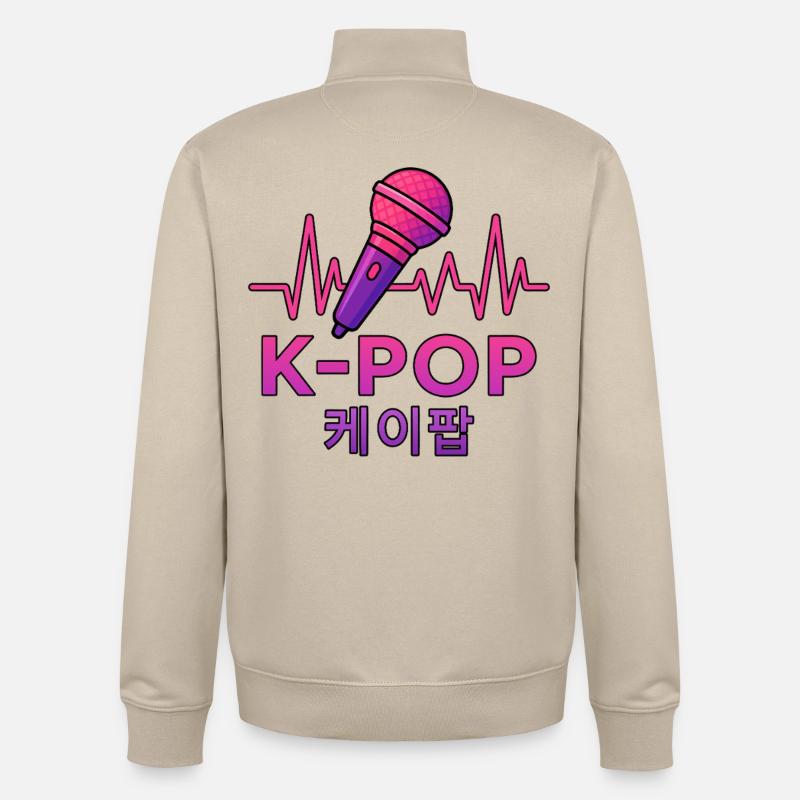 K Pop Coréen - Sweat zippé unisexe en coton bio Stanley/Stella - beige crème