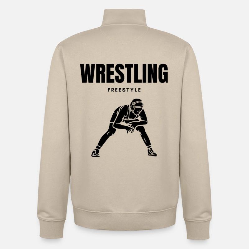 LUTTE LIBRE - Sweat zippé unisexe en coton bio Stanley/Stella - beige crème