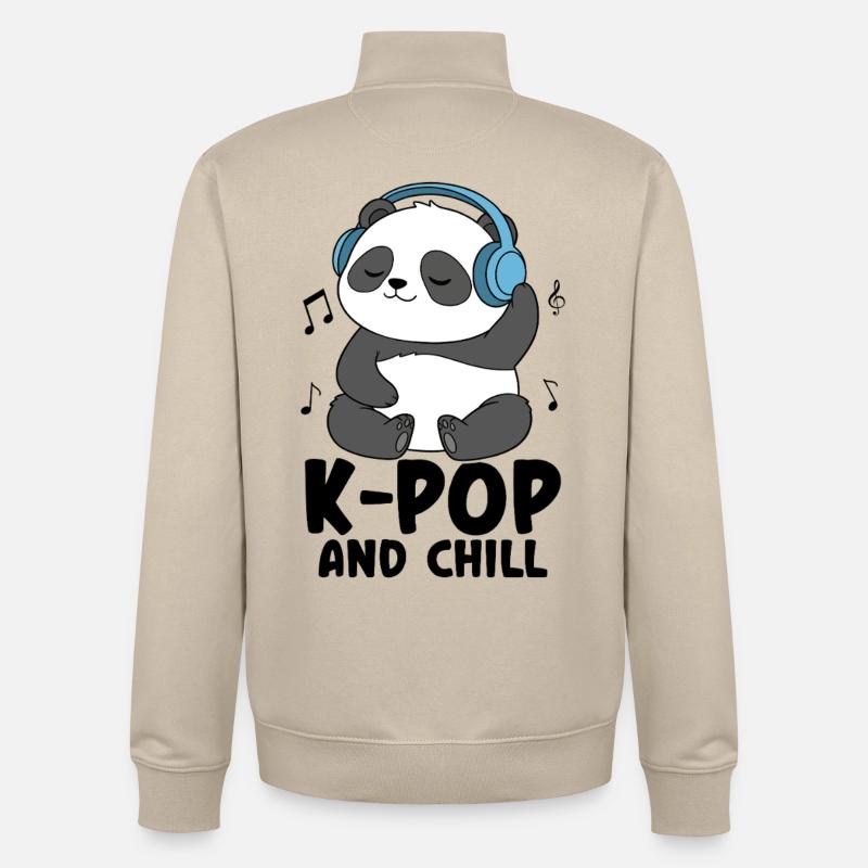 K-Pop et Chill - Sweat zippé unisexe en coton bio Stanley/Stella - beige crème