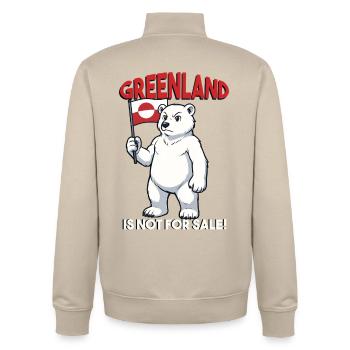 Greenland Is Not For Sale - Unisex Organic Zip Sweatshirt by Stanley/Stella - desert dust - Back - AI Model Male 185 dark (185cm)