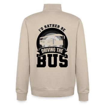 Bus Driver Joke - Unisex Organic Zip Sweatshirt by Stanley/Stella - desert dust - Back - AI Model Male 185 dark (185cm)