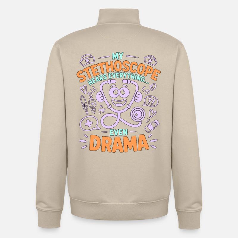 Nurse Practitioner My Stethoscope Hears Nursing - Unisex Organic Zip Sweatshirt by Stanley/Stella - desert dust