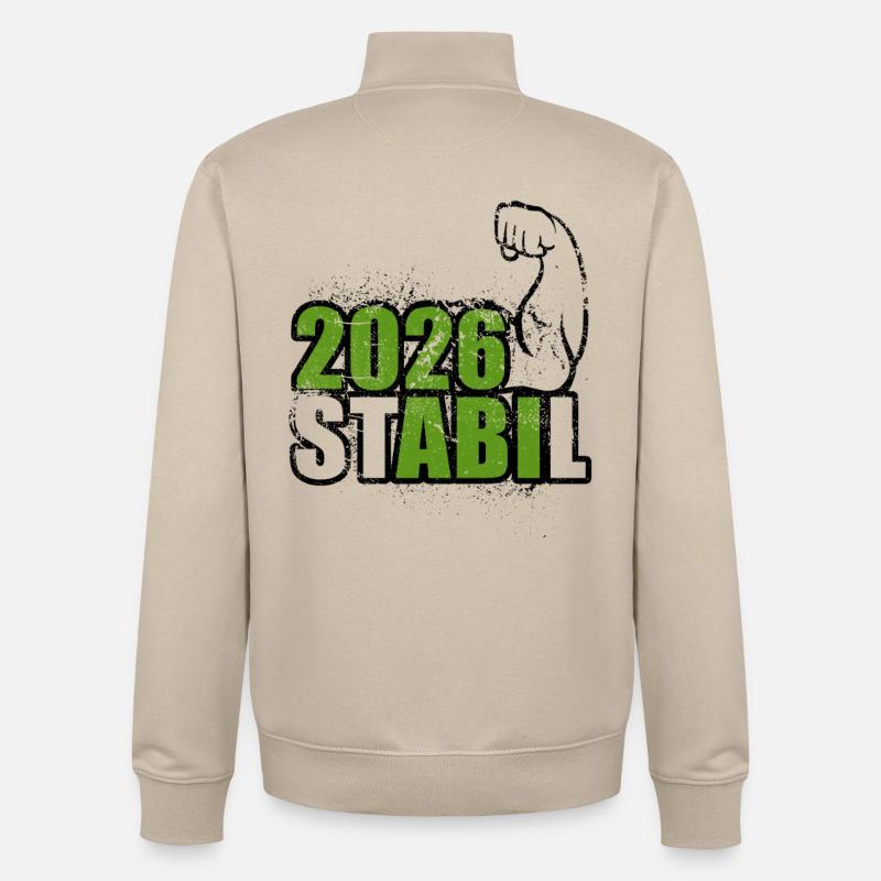 Stabil Abi 2026 - Biceps - Abitur - Spruch - Unisex Organic Zip Sweatshirt by Stanley/Stella - desert dust