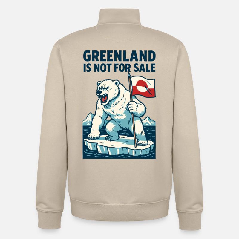 Le Groenland n’est pas à vendre - Sweat zippé unisexe en coton bio Stanley/Stella - beige crème
