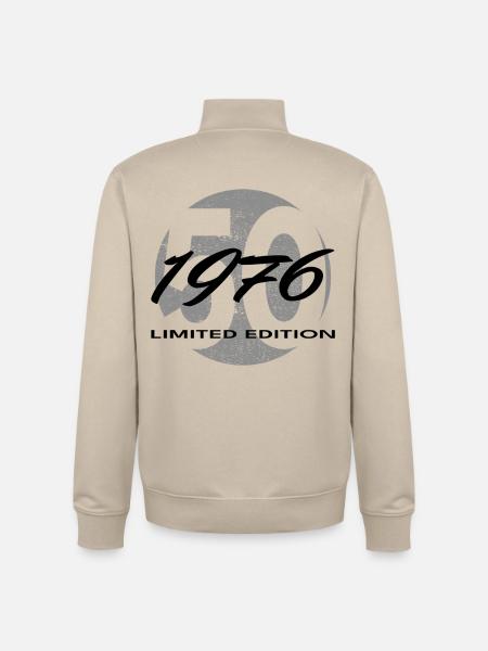 50-års fødselsdagsgave 1976 til mænd og kvinder - Stanley/Stella unisex sweatshirt med lynlås i økologisk - cremebeige