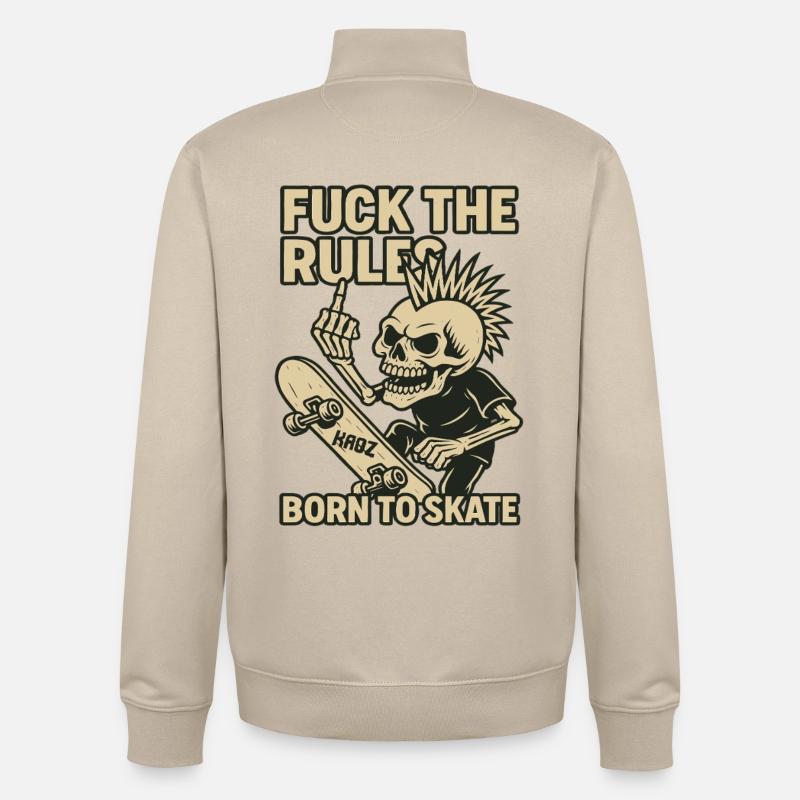Né pour Skate – Skeleton Punk - Sweat zippé unisexe en coton bio Stanley/Stella - beige crème