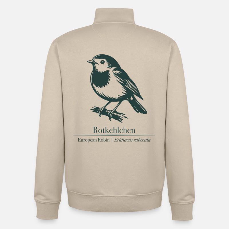 Silhouette de Robin | Ornithologie | Dessin - Sweat zippé unisexe en coton bio Stanley/Stella - beige crème
