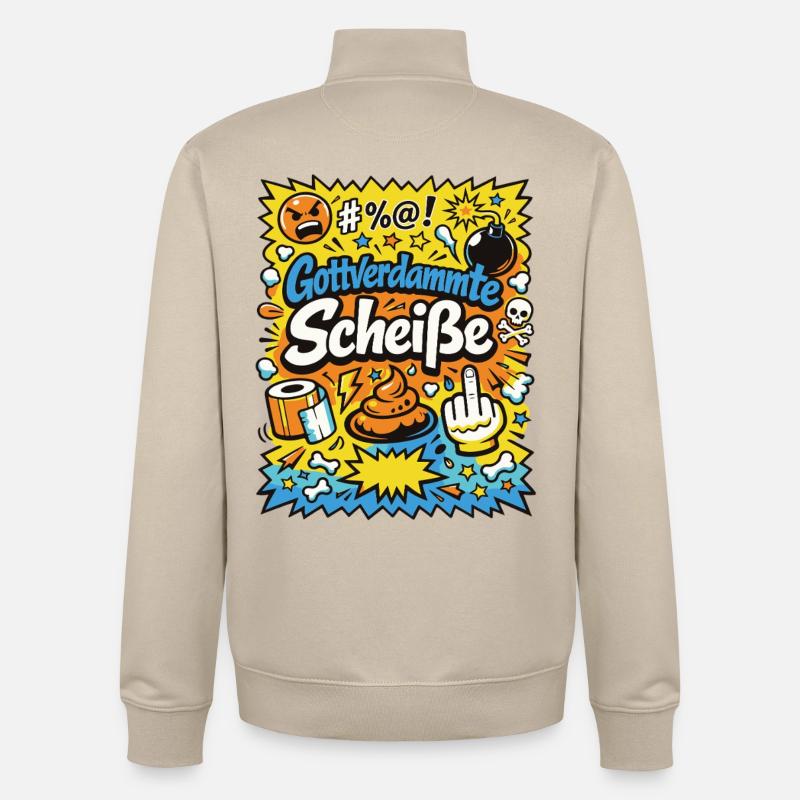Gottverdammte Scheiße! Comic-Explosion - Unisex Organic Zip Sweatshirt von Stanley/Stella - Cremebeige