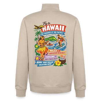 Hawaii Traumreise 50er Jahre Poster - Unisex Organic Zip Sweatshirt von Stanley/Stella - Cremebeige - Hinten - AI Model Male 185 dark (185cm)