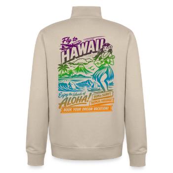 Hawaii Traumreise 50er Jahre Poster - Unisex Organic Zip Sweatshirt von Stanley/Stella - Cremebeige - Hinten - AI Model Male 185 dark (185cm)