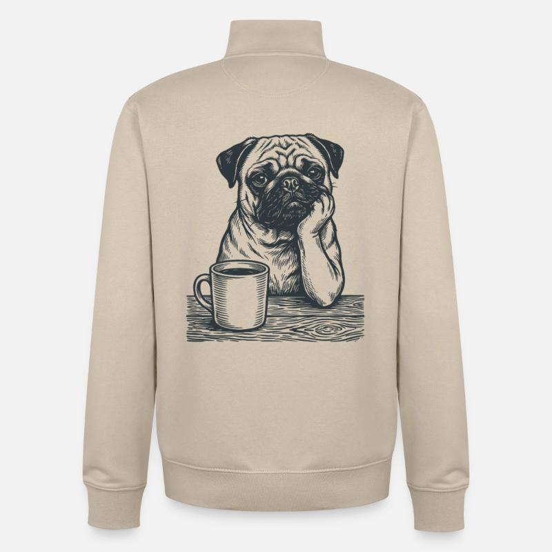 Vrai look de cahier du matin - Sweat zippé unisexe en coton bio Stanley/Stella - beige crème