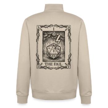 Real Bad Luck Dice Tarot Pen and Paper - Unisex Organic Zip Sweatshirt by Stanley/Stella - desert dust - Back - AI Model Male 185 dark (185cm)