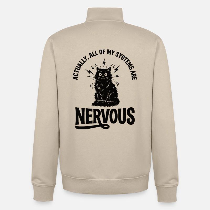Echte Ironie Katze Nervensystem Statement - Unisex Organic Zip Sweatshirt von Stanley/Stella - Cremebeige
