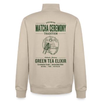 Matcha Ceremony Tradition Green Tea Elixir Kyoto - Unisex Organic Zip Sweatshirt von Stanley/Stella - Cremebeige - Hinten - AI Model Male 185 dark (185cm)