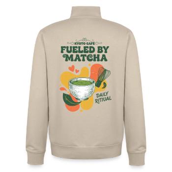 Fueled By Matcha Kyoto Cafe Daily Ritual Tea - Unisex Organic Zip Sweatshirt von Stanley/Stella - Cremebeige - Hinten - AI Model Male 185 dark (185cm)