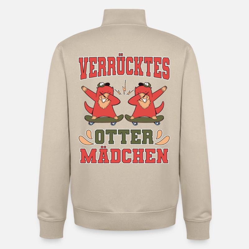 Verrücktes Otter Mädchen - Unisex Organic Zip Sweatshirt von Stanley/Stella - Cremebeige
