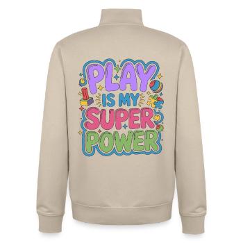 Pediatric OT Play Is My Superpower School Based OT - Unisex Organic Zip Sweatshirt von Stanley/Stella - Cremebeige - Hinten - AI Model Male 185 dark (185cm)