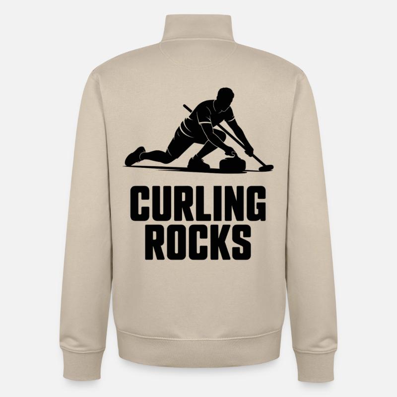 Curling Rocks Wintersport Silhouette Man - Unisex Organic Zip Sweatshirt von Stanley/Stella - Cremebeige