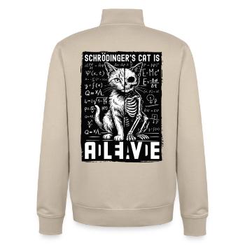 Schrödinger's Cat Is Alive Dead - Unisex Organic Zip Sweatshirt by Stanley/Stella - desert dust - Back - AI Model Male 185 dark (185cm)