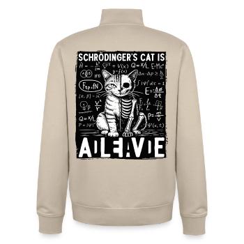 Schrödinger's Cat Is Alive Dead - Unisex Organic Zip Sweatshirt by Stanley/Stella - desert dust - Back - AI Model Male 185 dark (185cm)