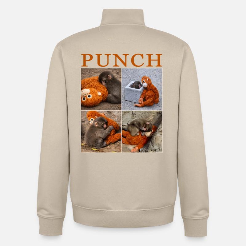 Équipe Monkey Punch - Sweat zippé unisexe en coton bio Stanley/Stella - beige crème