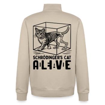 Schrödinger's Cat Dead And Alive - Unisex Organic Zip Sweatshirt by Stanley/Stella - desert dust - Back - AI Model Male 185 dark (185cm)