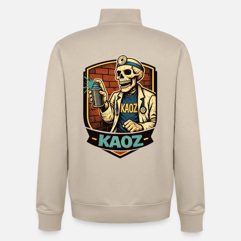 Skeleton Medic Graffiti Shield - Unisex Organic Zip Sweatshirt by Stanley/Stella - desert dust