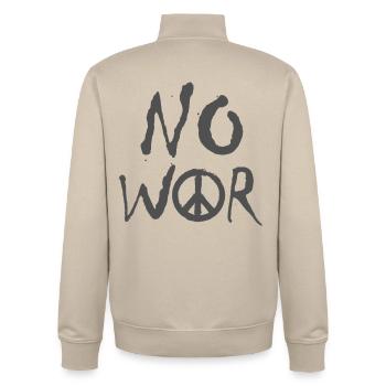 PAS DE GUERRE – Déclaration pour la paix contre la guerre - Sweat zippé unisexe en coton bio Stanley/Stella - beige crème - Dos - AI Model Male 185 dark (185cm)