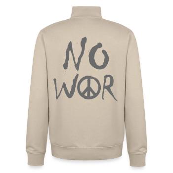 PAS DE GUERRE – Déclaration pour la paix contre la guerre - Sweat zippé unisexe en coton bio Stanley/Stella - beige crème - Dos - AI Model Male 185 dark (185cm)
