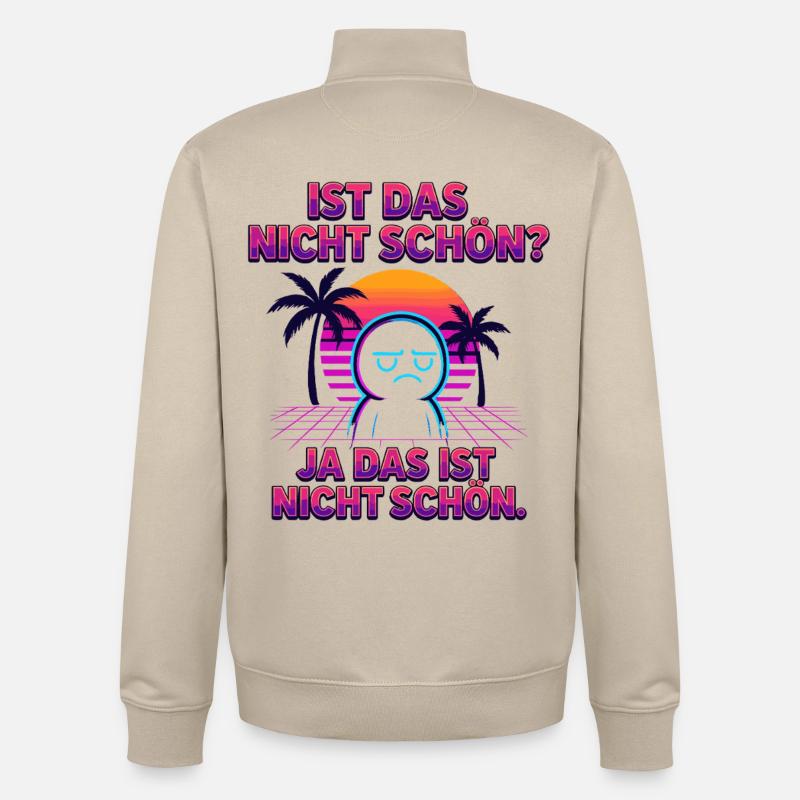 Nicht-schön Synthwave Neonspruch - Unisex Organic Zip Sweatshirt von Stanley/Stella - Cremebeige