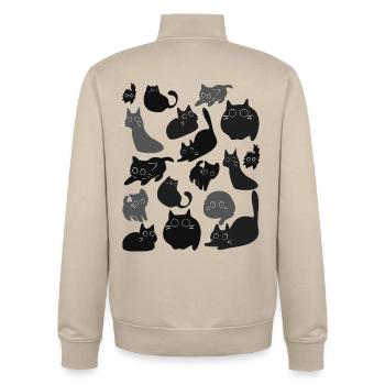 Montage du chat de minuit - Sweat zippé unisexe en coton bio Stanley/Stella - beige crème - Dos - AI Model Male 185 dark (185cm)