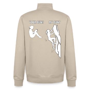 Climbing Aunt Bouldering - Unisex Organic Zip Sweatshirt by Stanley/Stella - desert dust - Back - AI Model Male 185 dark (185cm)