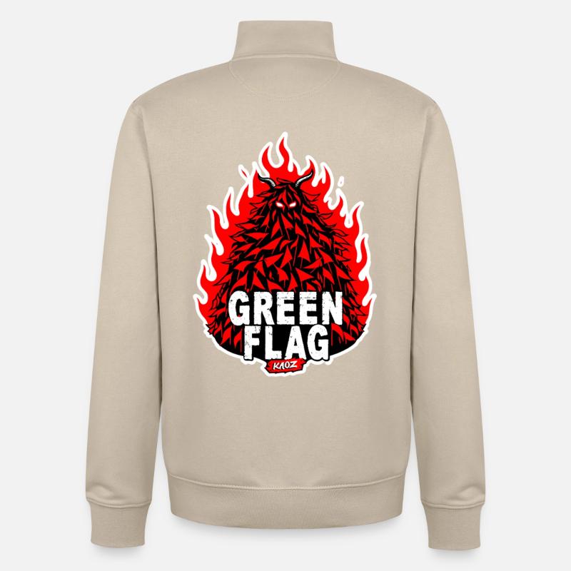 Blason du drapeau vert enflammé - Sweat zippé unisexe en coton bio Stanley/Stella - beige crème