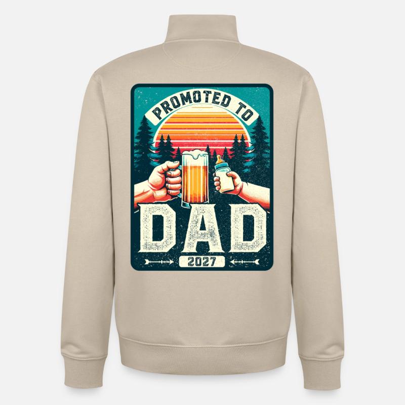 Werdender Papa loading Zukünftiger Vater 2027 - Unisex Organic Zip Sweatshirt von Stanley/Stella - Cremebeige