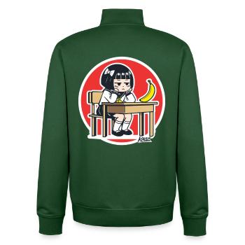 Schreibtischgebundene, gelangweilte Studentenbanane - Unisex Organic Zip Sweatshirt von Stanley/Stella - Flaschengrün - Hinten - AI Model Male 185 dark (185cm)