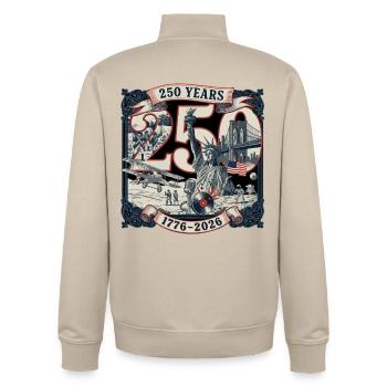 250 Years America 1776-2026 - Unisex Organic Zip Sweatshirt von Stanley/Stella - Cremebeige - Hinten - AI Model Male 185 dark (185cm)