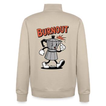 Burnout Moka Coffee Pot Cartoon - Unisex Organic Zip Sweatshirt by Stanley/Stella - desert dust - Back - AI Model Male 185 dark (185cm)