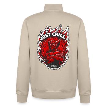 Inferno-Dämon Entspann dich einfach - Unisex Organic Zip Sweatshirt von Stanley/Stella - Cremebeige - Hinten - AI Model Male 185 dark (185cm)