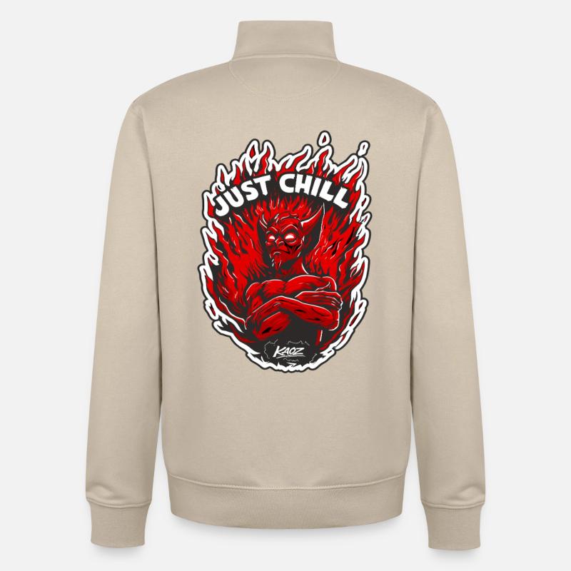 Inferno-Dämon Entspann dich einfach - Unisex Organic Zip Sweatshirt von Stanley/Stella - Cremebeige