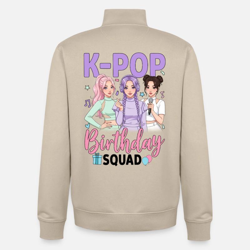 Équipe d’anniversaire K-Pop - Sweat zippé unisexe en coton bio Stanley/Stella - beige crème